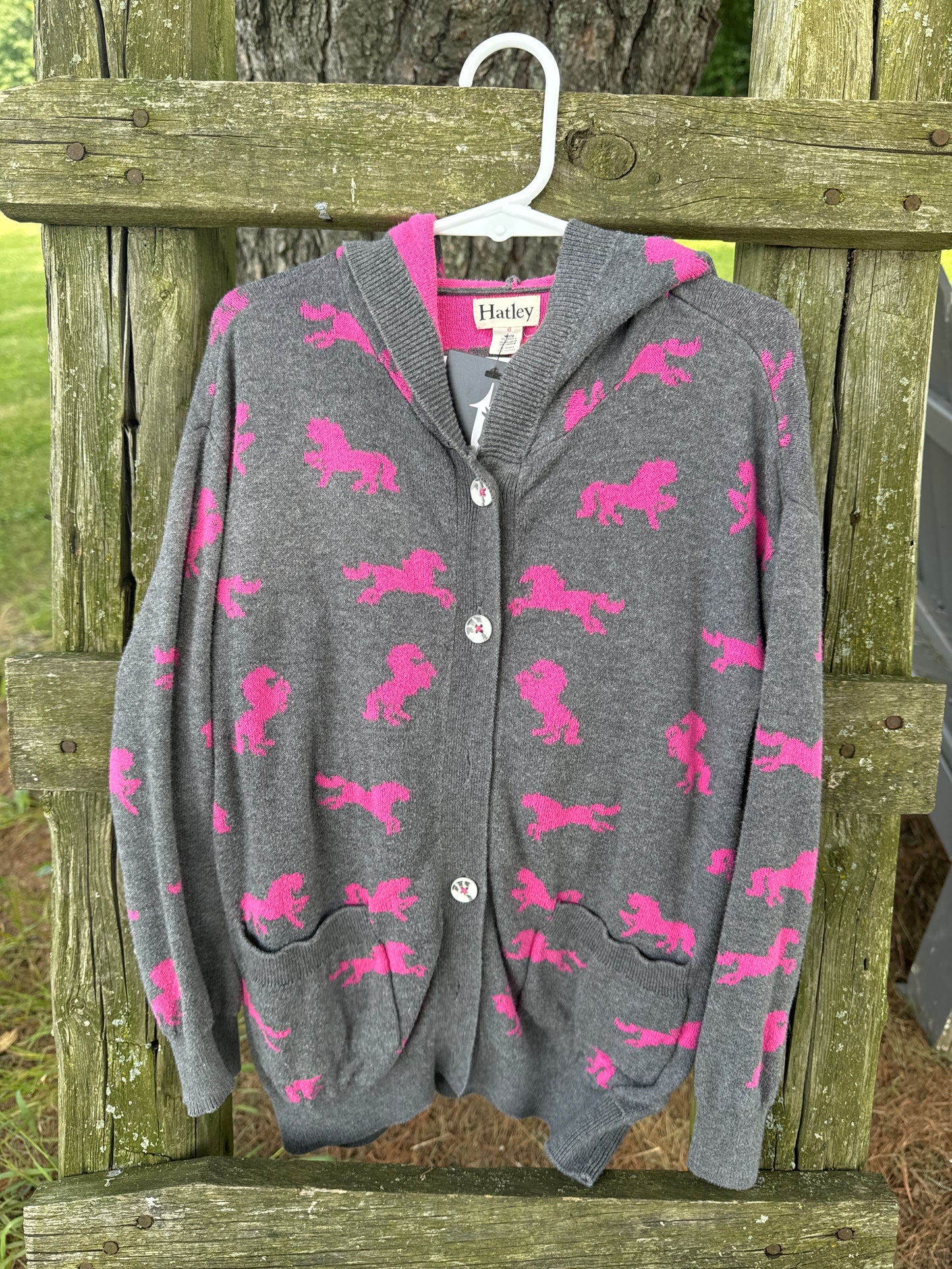 Sweater - Playful Horses Hooded Cardigan