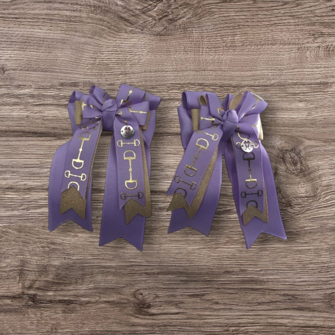 Pony Tail Bows - Lavender & Gold Bits